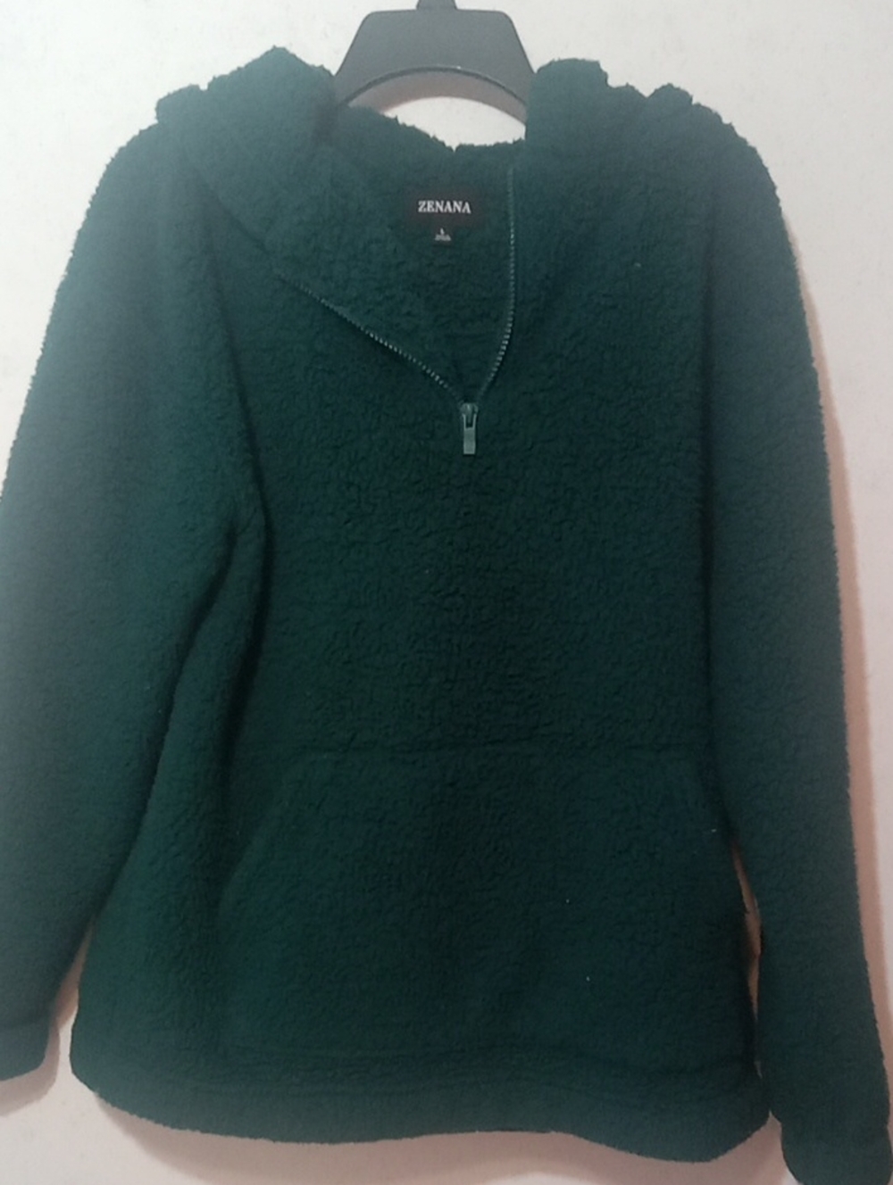 Zenana Outfitters Emerald Green Sherpa Half-Zip Hoodie Jacket